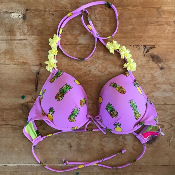 Sold Victoria’s Secret Pineapple Halter Bikini 34C - Picture 5 of 7